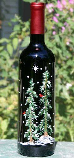 decoraciones navideñas con botellas de vidrio y luces
