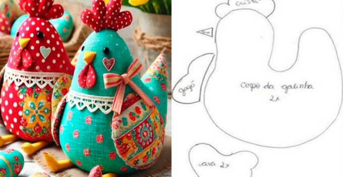 Cómo Hacer Gallinas de Tela Decorativas con Patrón Paso a Paso